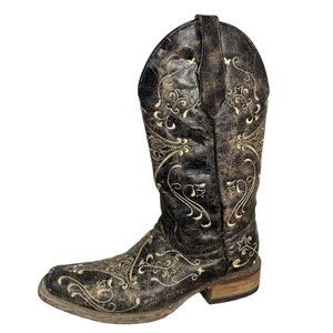 Circle G Western Cowboy Boots Embroidered square toe‎ distressed cowgirl